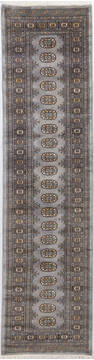 Pakistani Bokhara Grey Runner 10 to 12 ft Wool Carpet 155810
