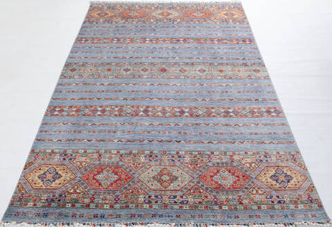 Chobi Grey Hand Knotted 69 X 102 Area Rug 700-155816 Image 1