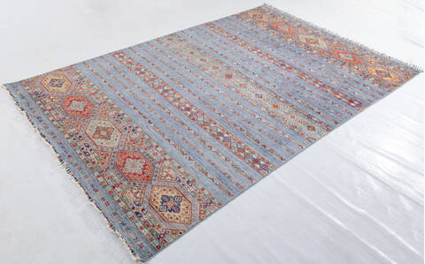 Chobi Grey Hand Knotted 69 X 102 Area Rug 700-155816 Image 2