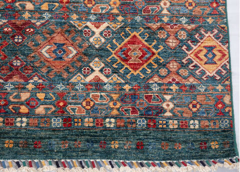Chobi Green Hand Knotted 610 X 97 Area Rug 700-155817 Image 4