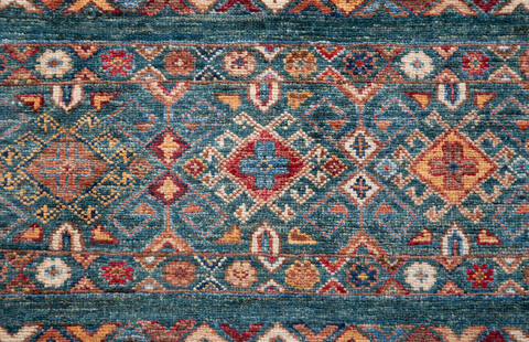 Chobi Green Hand Knotted 610 X 97 Area Rug 700-155817 Image 5