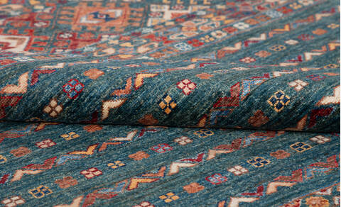 Chobi Green Hand Knotted 610 X 97 Area Rug 700-155817 Image 6