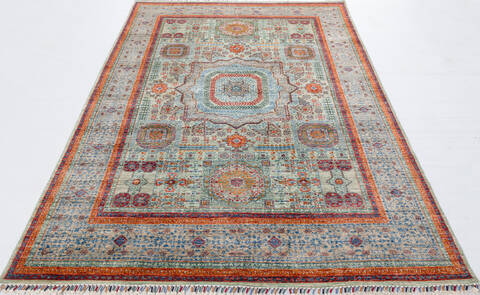 Chobi Green Hand Knotted 69 X 98 Area Rug 700-155819 Image 1