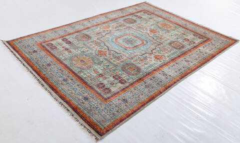 Chobi Green Hand Knotted 69 X 98 Area Rug 700-155819 Image 2