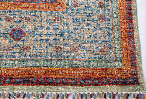 Chobi Green Hand Knotted 69 X 98 Area Rug 700-155819 Image 4