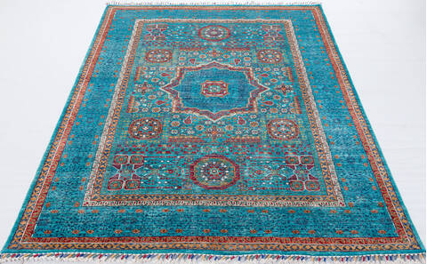 Chobi Green Hand Knotted 58 X 81 Area Rug 700-155820 Image 1