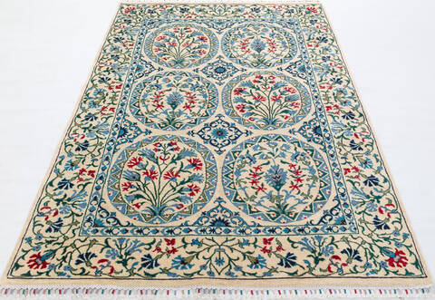 Chobi White Hand Knotted 61 X 90 Area Rug 700-155826 Image 1