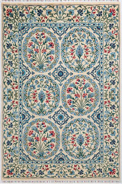 Chobi White Hand Knotted 6'1" X 9'0"  Area Rug 700-155826
