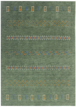 Indian Bhadohi Multicolor Rectangle 5x8 ft Wool and Cotton Carpet 155848