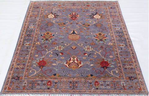 Chobi Grey Hand Knotted 51 X 70 Area Rug 700-155858 Image 1