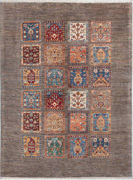 Chobi Grey Hand Knotted 5'1" X 6'9"  Area Rug 700-155866
