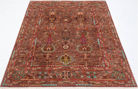 Chobi Brown Hand Knotted 52 X 69 Area Rug 700-155867 Image 1