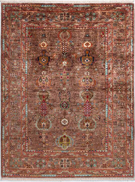 Chobi Brown Hand Knotted 5'2" X 6'9"  Area Rug 700-155867