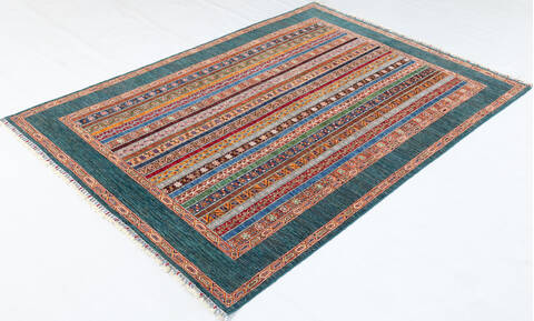 Chobi Green Hand Knotted 59 X 81 Area Rug 700-155868 Image 2