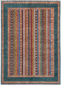Chobi Green Hand Knotted 5'9" X 8'1"  Area Rug 700-155868