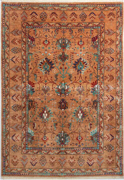 Chobi Yellow Hand Knotted 5'9" X 8'3"  Area Rug 700-155869