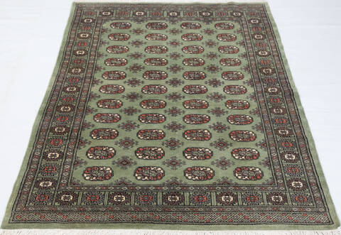 Bokhara Green Hand Knotted 49 X 61 Area Rug 700-155871 Image 1
