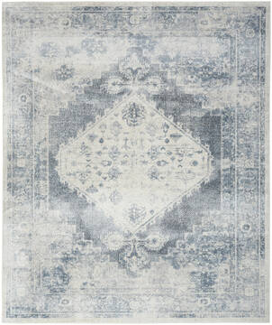 Nourison Astra Machine Washable Blue Rectangle 9x12 ft Polyester Carpet 155891