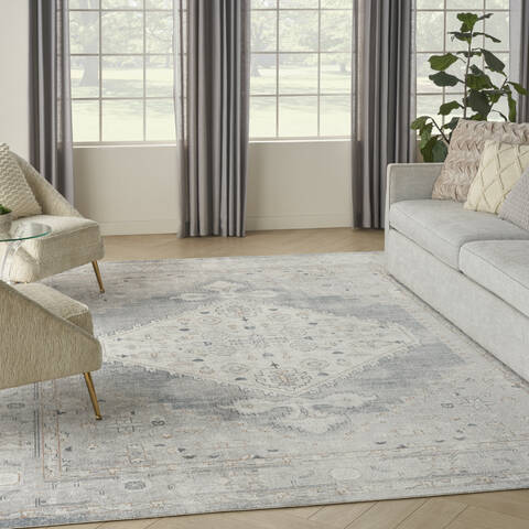 Nourison Astra Machine Washable Blue 90 X 120 Area Rug  805-155896 Image 1