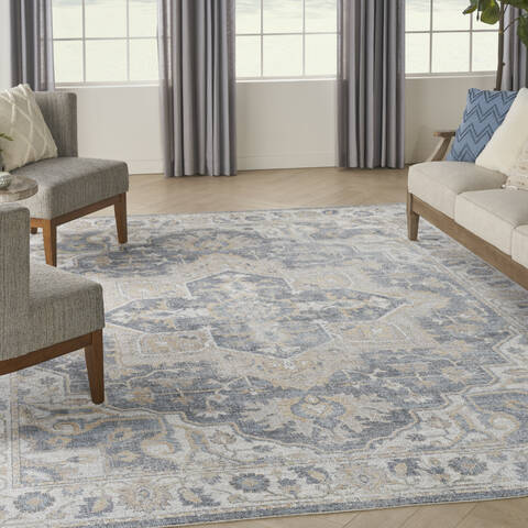 Nourison Astra Machine Washable Blue 90 X 120 Area Rug  805-155897 Image 1