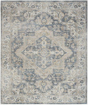 Nourison Astra Machine Washable Blue Rectangle 9x12 ft Polyester Carpet 155897
