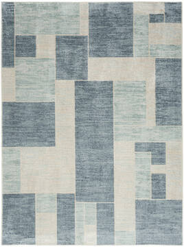 Nourison Astra Machine Washable Blue Rectangle 9x12 ft Polyester Carpet 155906