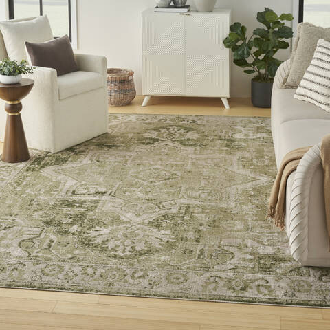 Nourison Astra Machine Washable Green 90 X 120 Area Rug  805-155915 Image 1