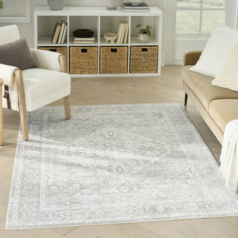 Nourison Astra Machine Washable Grey 67 X 90 Area Rug  805-155942 Image 1