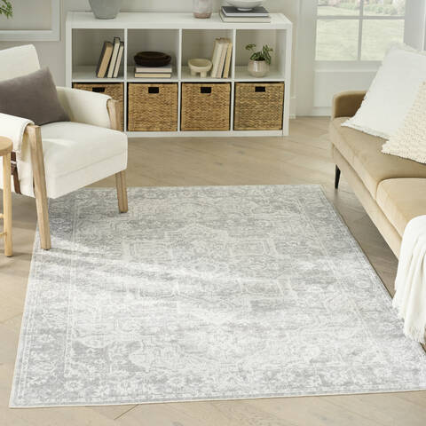 Nourison Astra Machine Washable Grey 67 X 90 Area Rug  805-155954 Image 1