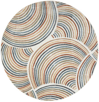 Nourison Astra Machine Washable Multicolor Round 7 to 8 ft Polyester Carpet 155962