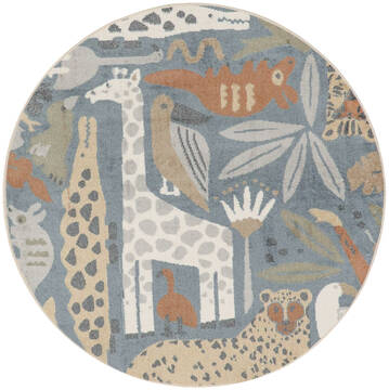 Nourison Astra Machine Washable Multicolor Round 7 to 8 ft Polyester Carpet 155964