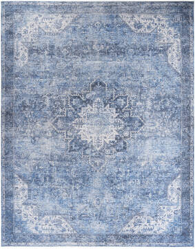 Nourison Nourison Washables Blue Rectangle 9x12 ft Polyester and Cotton and Other Fibers Carpet 156027