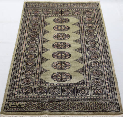 Bokhara Green Hand Knotted 31 X 54 Area Rug 700-156032 Image 1