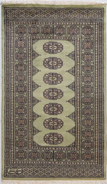 Bokhara Green Hand Knotted 3'1" X 5'4"  Area Rug 700-156032