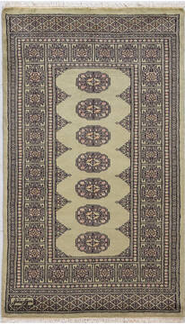 Bokhara Green Hand Knotted 3'1" X 5'4"  Area Rug 700-156033