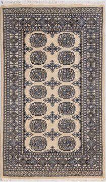 Bokhara Beige Hand Knotted 3'0" X 5'1"  Area Rug 700-156036