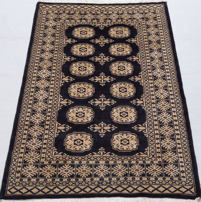 Bokhara Black Hand Knotted 31 X 51 Area Rug 700-156038 Image 1
