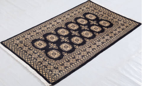 Bokhara Black Hand Knotted 31 X 51 Area Rug 700-156038 Image 2