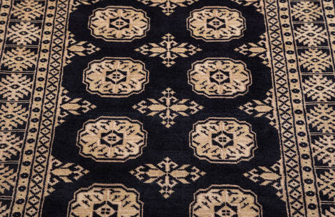Bokhara Black Hand Knotted 31 X 51 Area Rug 700-156038 Image 4