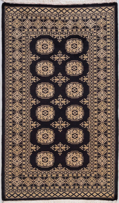Bokhara Black Hand Knotted 31 X 51 Area Rug 700-156038 Image 0