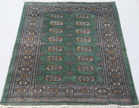 Bokhara Green Hand Knotted 31 X 50 Area Rug 700-156039 Image 1