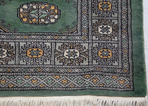 Bokhara Green Hand Knotted 31 X 50 Area Rug 700-156039 Image 5