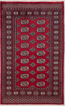 Bokhara Red Hand Knotted 3'1" X 5'1"  Area Rug 700-156040