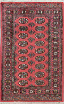 Bokhara Red Hand Knotted 3'2" X 5'1"  Area Rug 700-156041