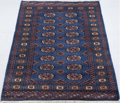 Bokhara Blue Hand Knotted 31 X 50 Area Rug 700-156044 Image 1