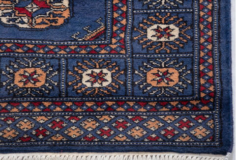Bokhara Blue Hand Knotted 31 X 50 Area Rug 700-156044 Image 5