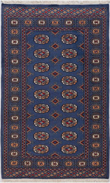 Bokhara Blue Hand Knotted 3'1" X 5'0"  Area Rug 700-156044