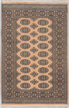 Bokhara Blue Hand Knotted 3'1" X 5'1"  Area Rug 700-156045