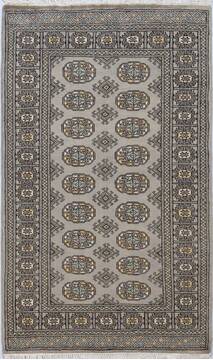 Bokhara Light Gray Hand Knotted 3'2" X 5'2"  Area Rug 700-156046
