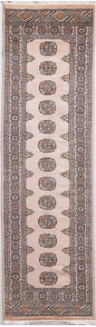 Pakistani Bokhara Beige Runner 6 to 9 ft Wool Carpet 156050